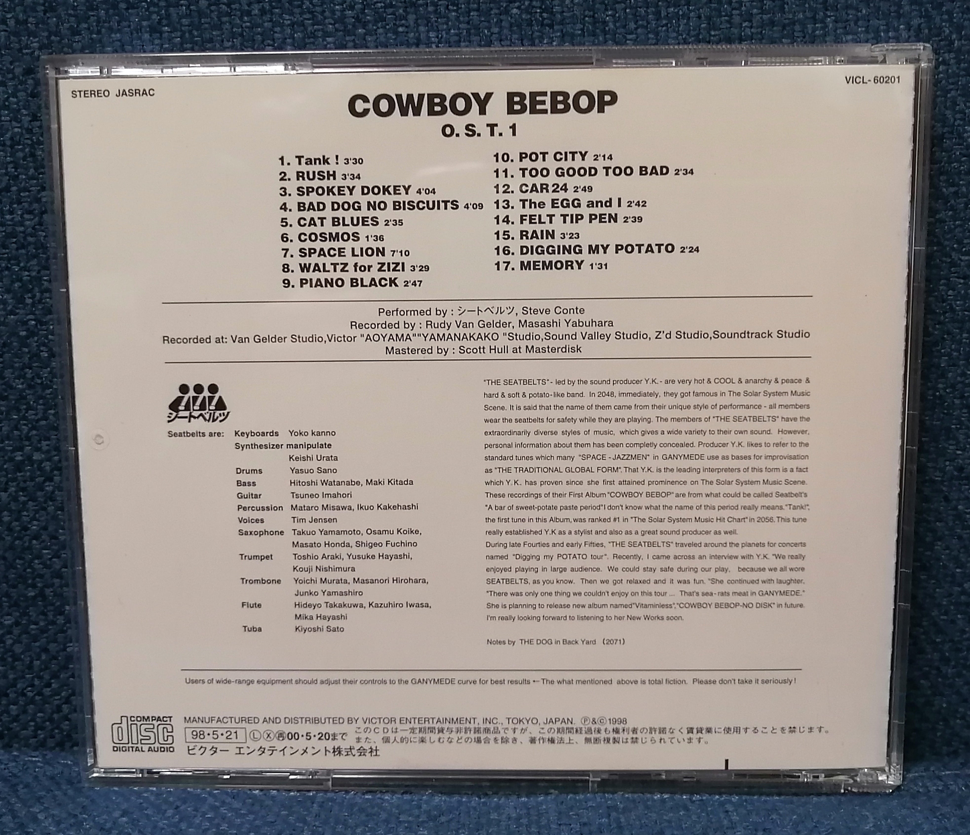 COWBOY BEPOP the original sound track 1 Back Cover