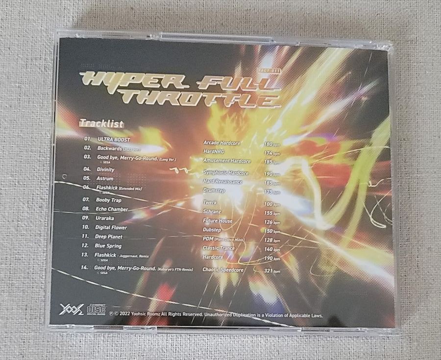 Yoohsic Roomz - HYPER FULL THROTTLE CD Album Backcover